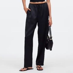 NWT MADEWELL Pintucked Slim Pull-On Pants in Satin